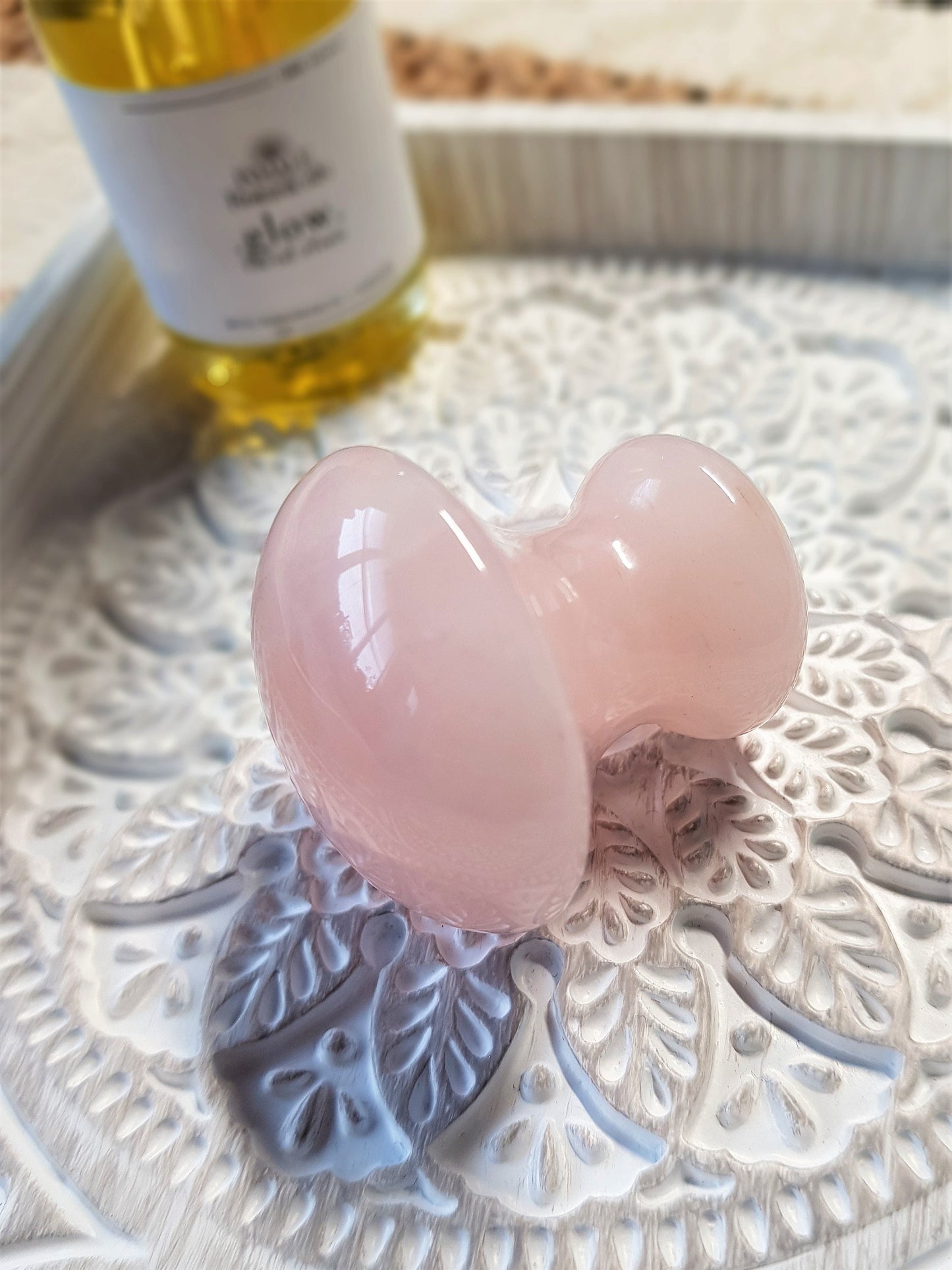 Rose Quartz Gua Sha Mushroom.